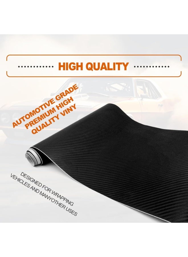 FAYET 3D Matte Black Carbon Fiber Vinyl Wrap, Bubble-Free, Waterproof, Self-Adhesive PVC Film for Car Interior and Exterior DIY Styling (30×152 cm) - Image 4